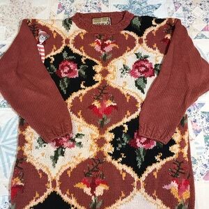 90s rosey Floral sweater